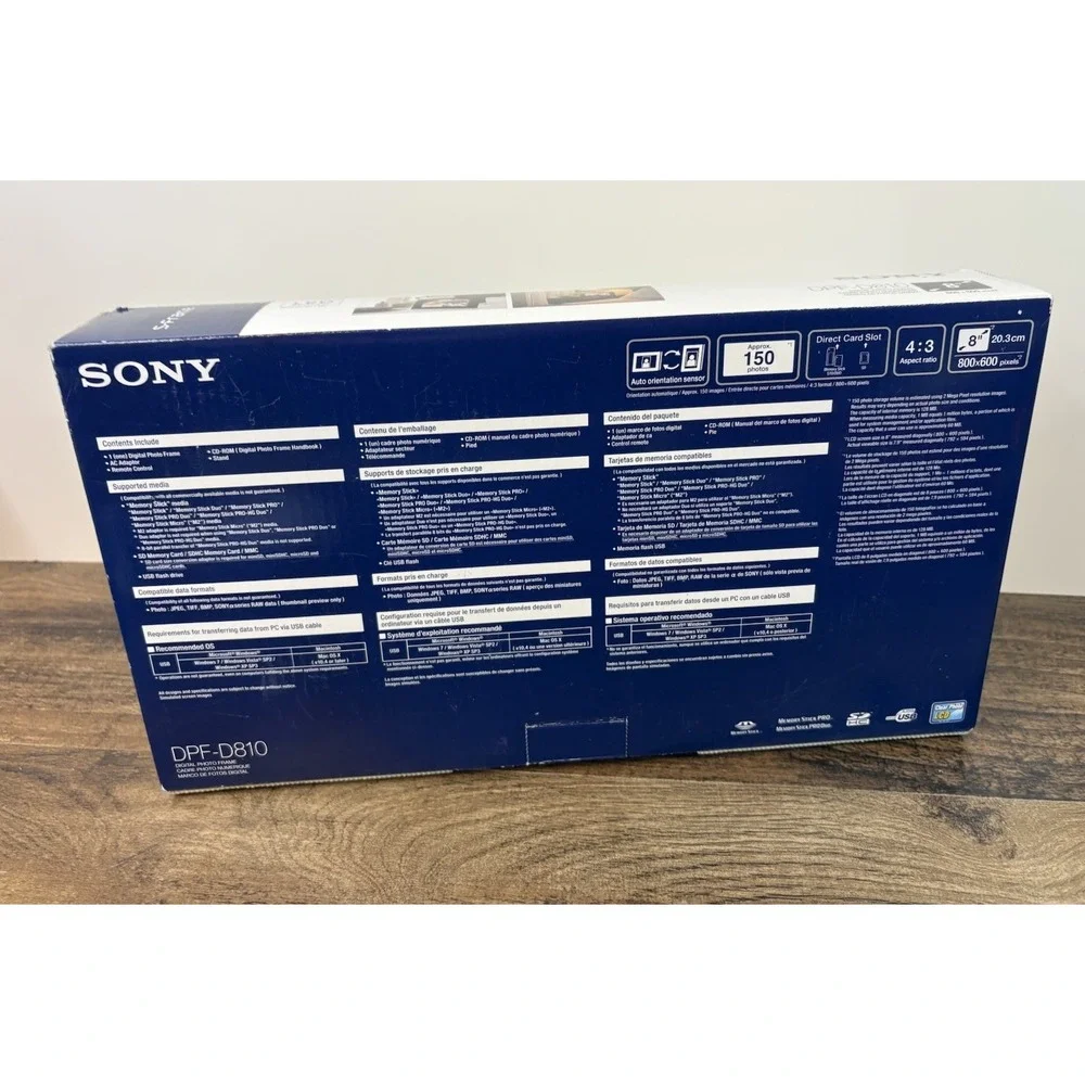 Sony 7-Inch LCD Digital WVGA 16:10 Photo Frame Black Open Box w Remote DPF-D72N